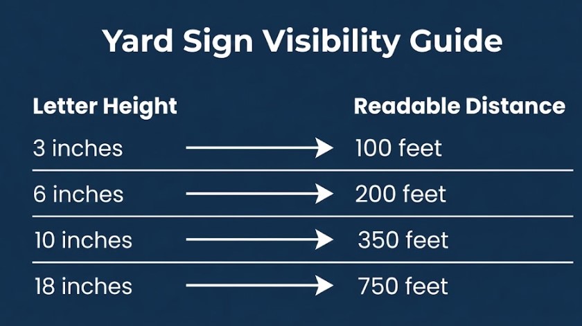 Yard Sign Letter Height Visibility Chart