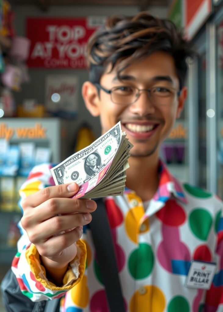 Cheapest Way Print Holding Single Dollar Bill Vertical 2