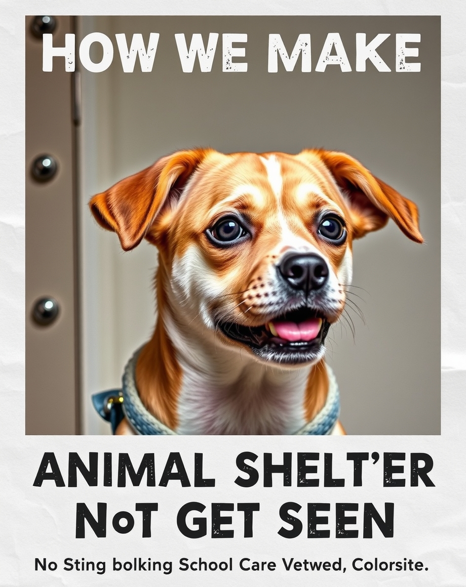 Animal shelter adoption poster mounted in a bright lobby