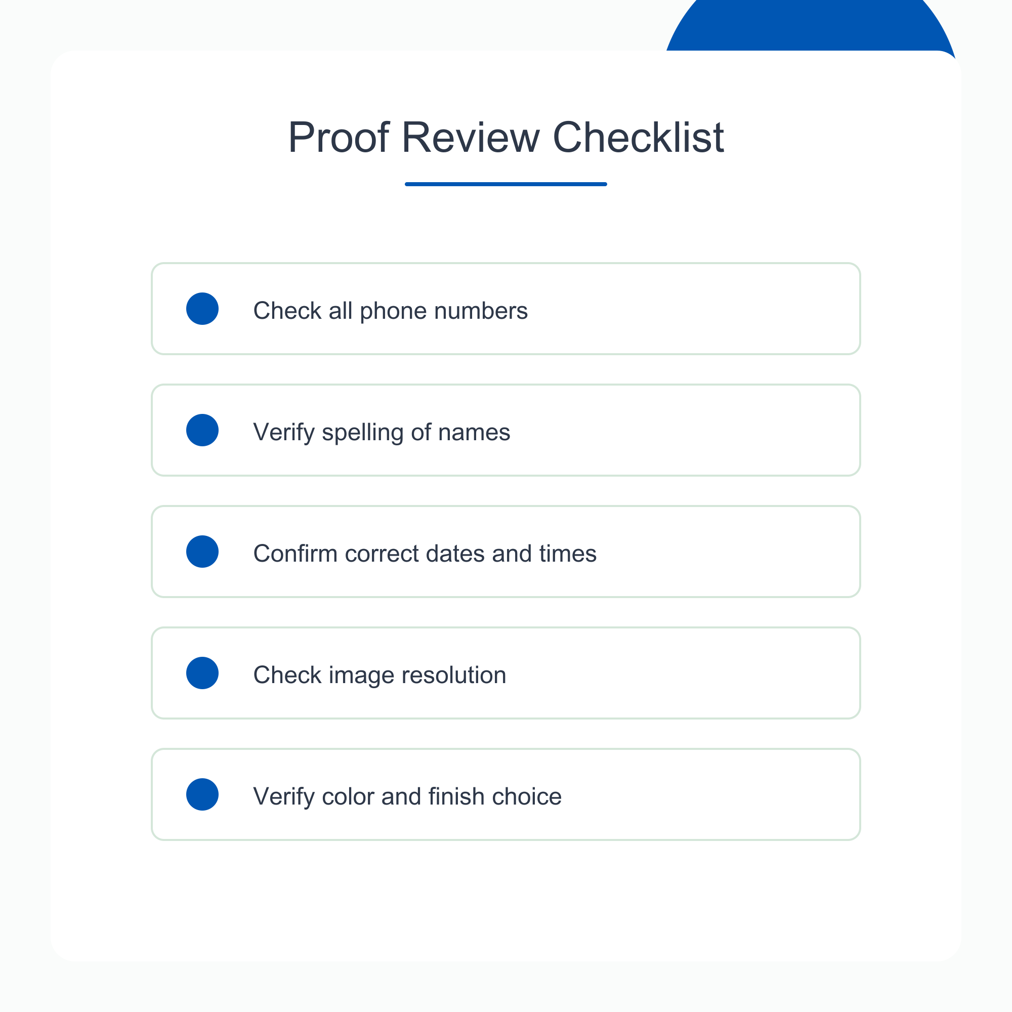 Volunteer proof approval checklist showing margin bleed and font embed review before church bulletin print