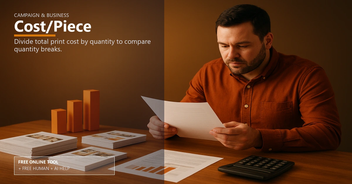 Free Print Cost Per Piece Calculator