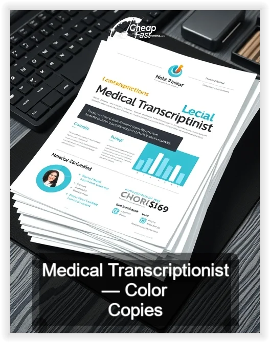 Medical Transcriptionist business card design sample