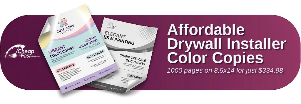 1000 Affordable 8.5x14 80lb Cover Drywall Installer Color Copies
