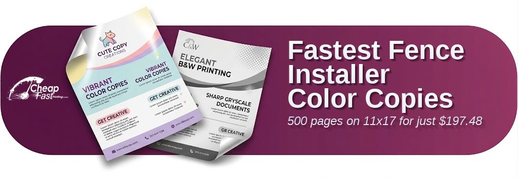 500 Fastest 11x17 32lb Bond Fence Installer Color Copies