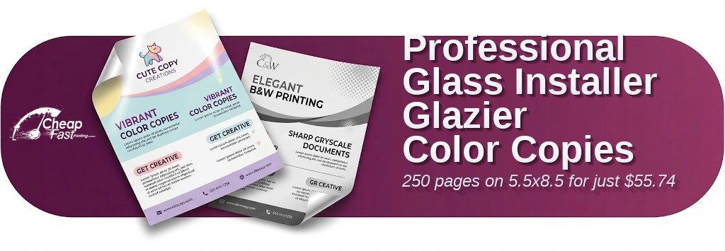 250 Professional 5.5x8.5 65lb Cover Glass Installer Glazier Color Copies