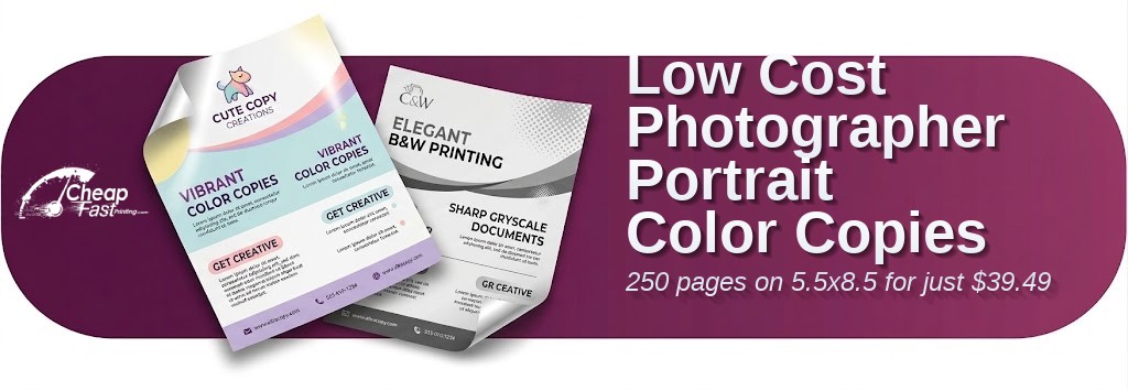 250 Low Cost 5.5x8.5 32lb Bond Photographer Portrait Color Copies