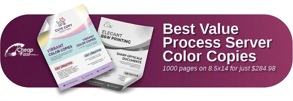 1000 Best Value 8.5x14 60lb Text Process Server Color Copies