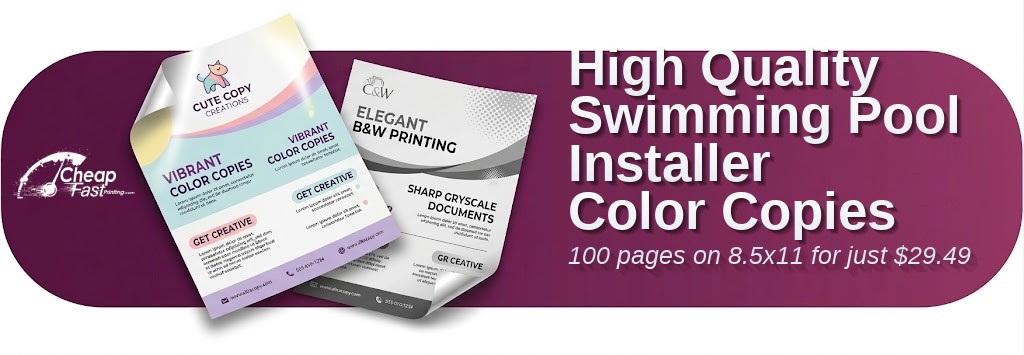 100 High Quality 8.5x11 24lb Bond Swimming Pool Installer Color Copies