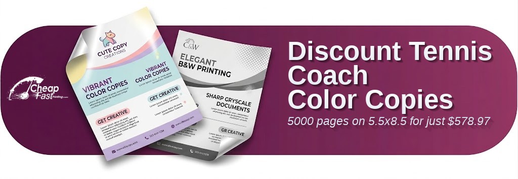 5000 Discount 5.5x8.5 70lb Text Tennis Coach Color Copies