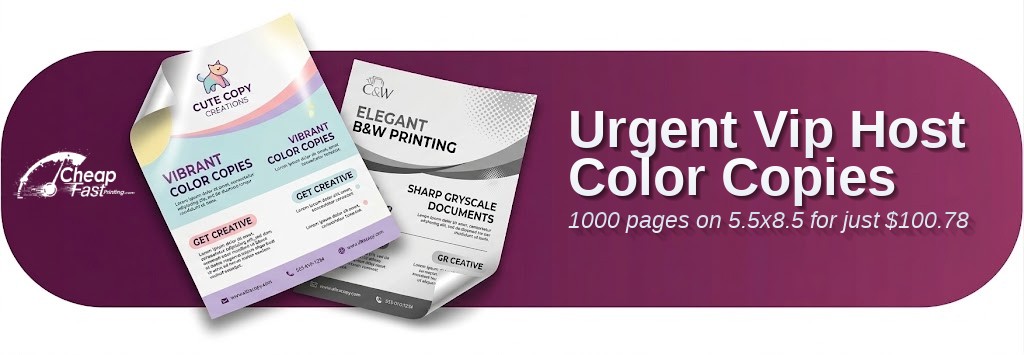 1000 Urgent 5.5x8.5 32lb Bond Vip Host Color Copies