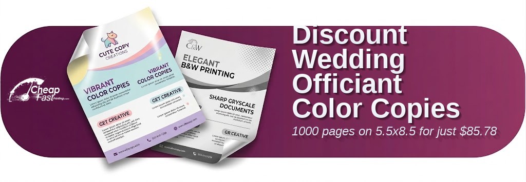 1000 Discount 5.5x8.5 28lb Bond Wedding Officiant Color Copies