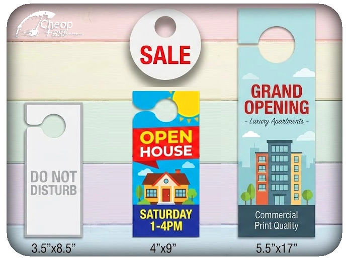 Comparison of standard, jumbo, and die-cut hanger sizes for marketing