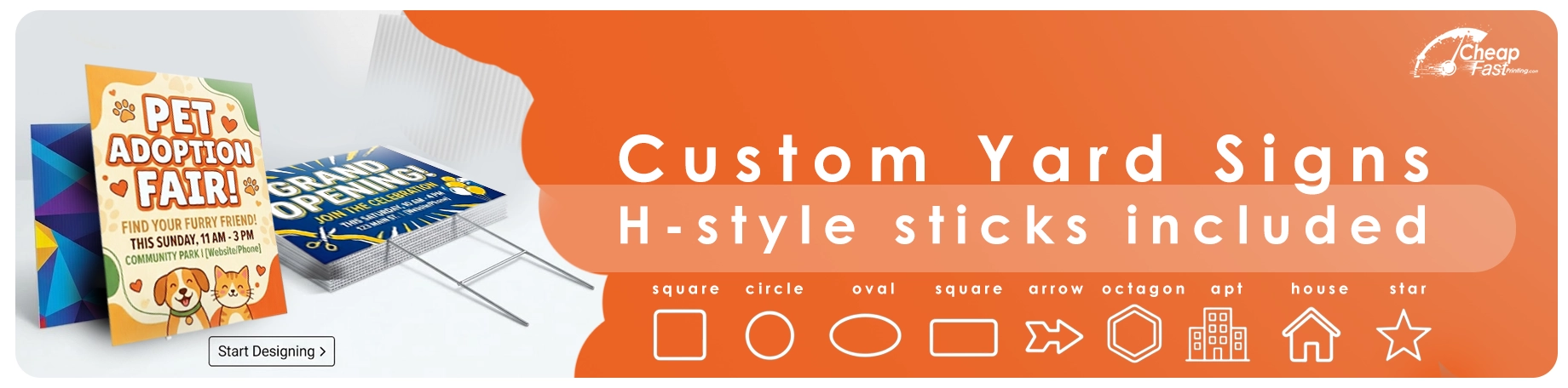 Assorted sign shapes for outdoor displays