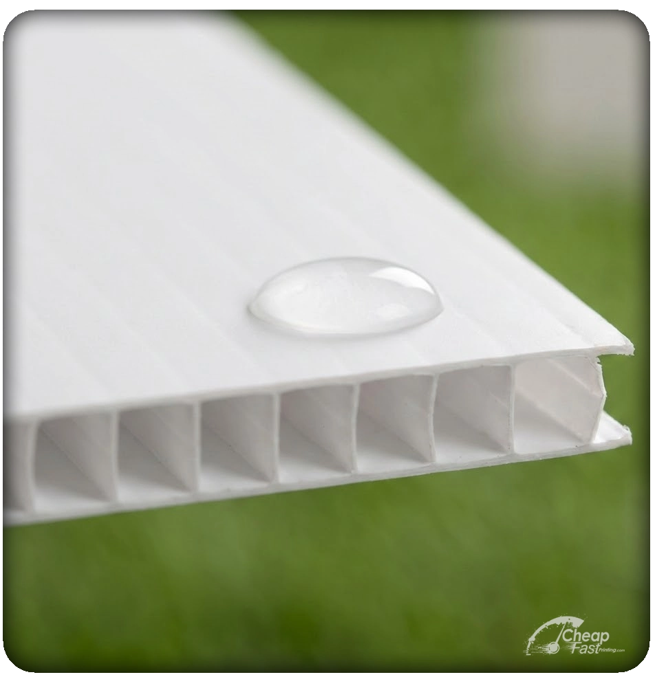 Corrugated plastic detail for weatherproof display panels and outdoor marketing