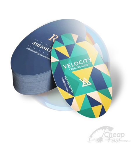 Bleed sheet for oval business cards with the oval curves marked