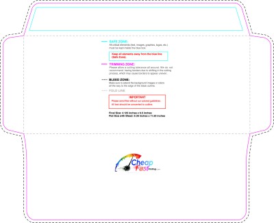 Envelope 4.125inx9.5in Universal Inside Download Template Guideline - Envelopes