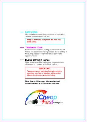 Postcard 4.25inx6in V Download Template Guideline - Postcards Normal