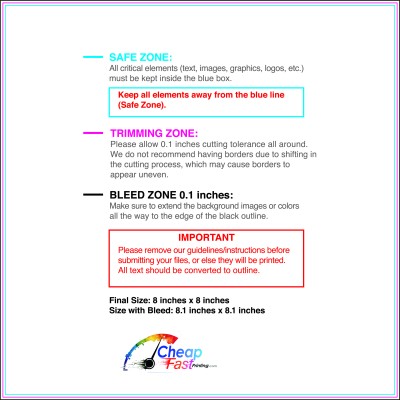 Postcard 8inx8in Download Template Guideline - Postcards Normal