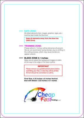 Postcard 4.25inx6in V Round Download Template Guideline - Postcards Rounded Corners