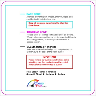 Postcard 4inx4in Round Download Template Guideline - Postcards Rounded Corners