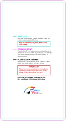 Postcard 6.5inx12in V Round Download Template Guideline - Postcards Rounded Corners