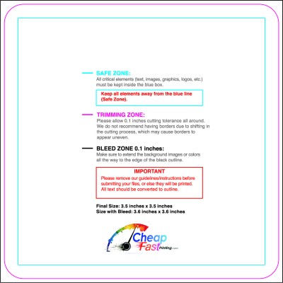 Sticker 3.5inx3.5in Round Download Template Guideline - Stickers Rounded Square